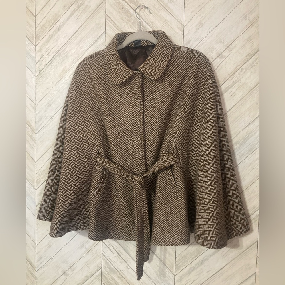 East 5th Brown Patterned Cape Coat